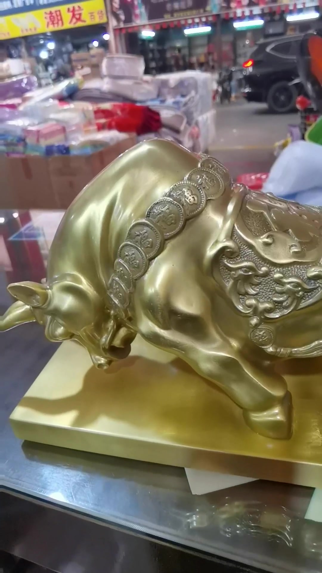 上善若水 纯铜牛摆件招财金牛华尔街牛转乾坤家居装饰客厅办公室桌面