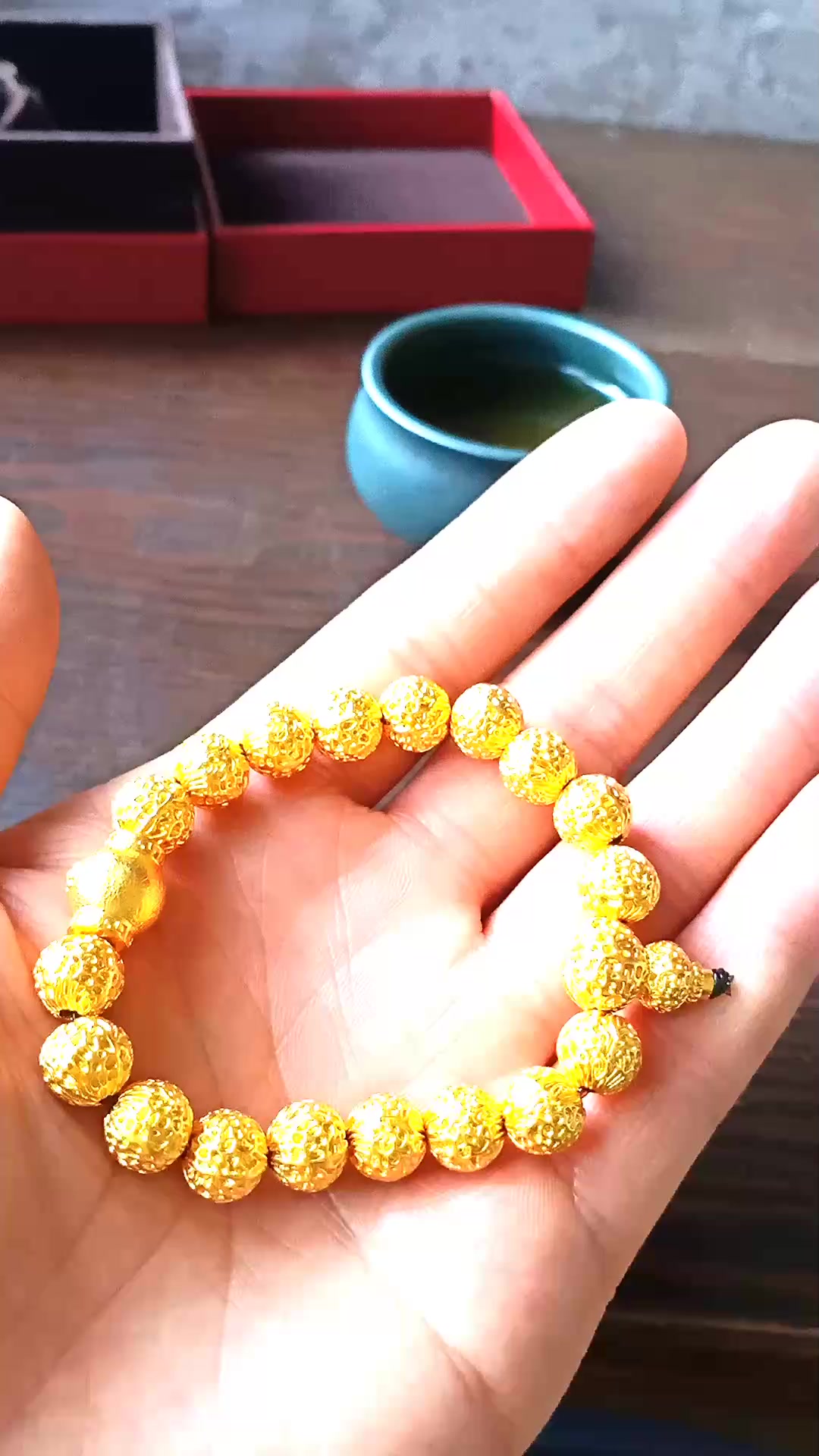 传世美钰 传承系列古法足金999黄金手串古法菩提手串金刚菩提子手串