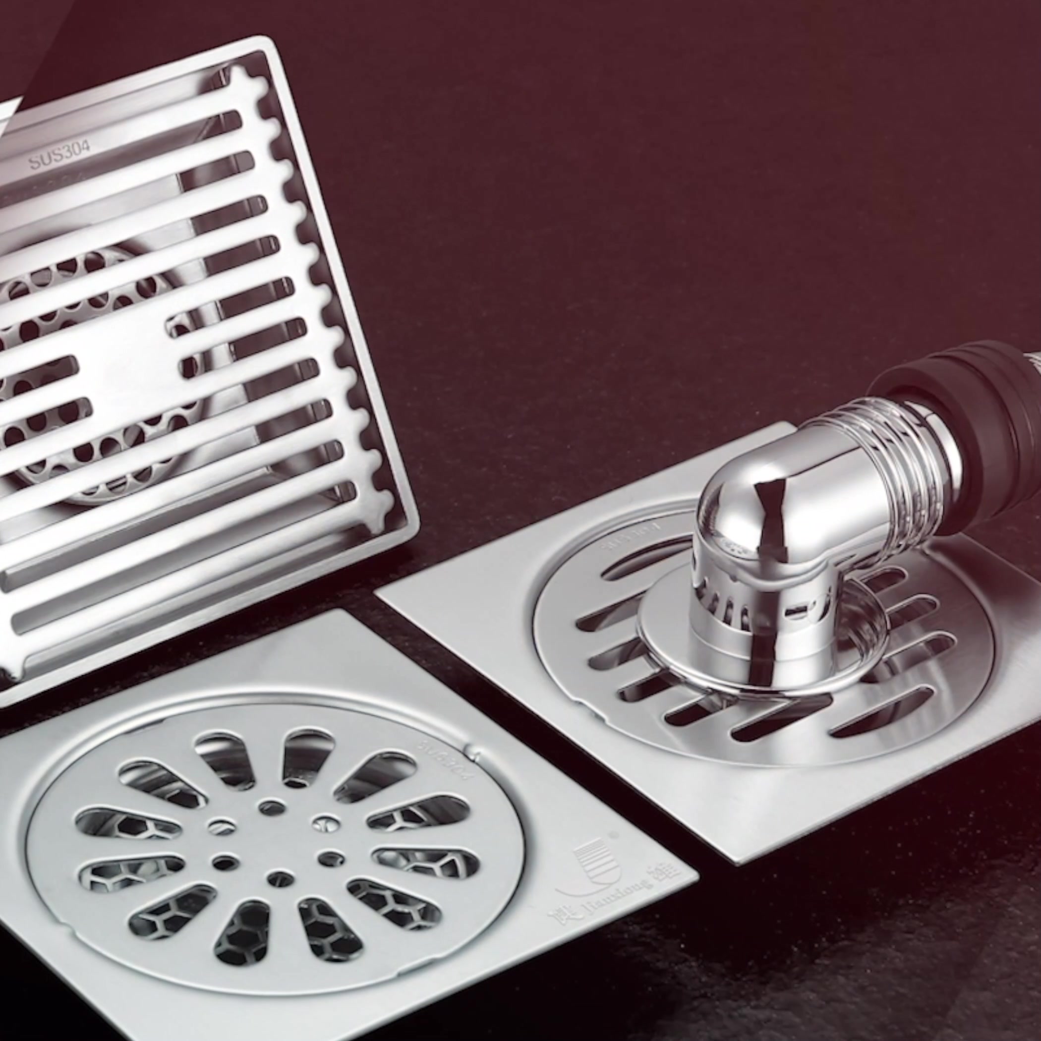 健雄jx地漏超薄防返水304不锈钢淋浴洗衣机地漏三通卫生间洗澡间厕所