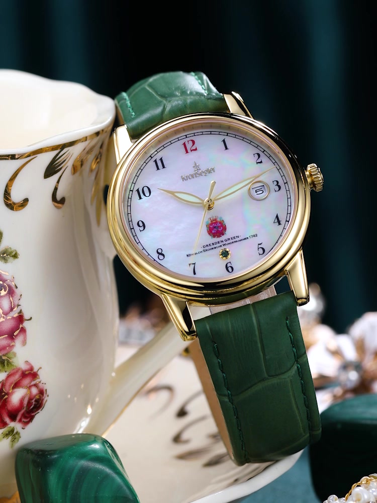 坤格(kronsegler)手表女士手表 德累斯顿绿系列防水石英表情人节送礼
