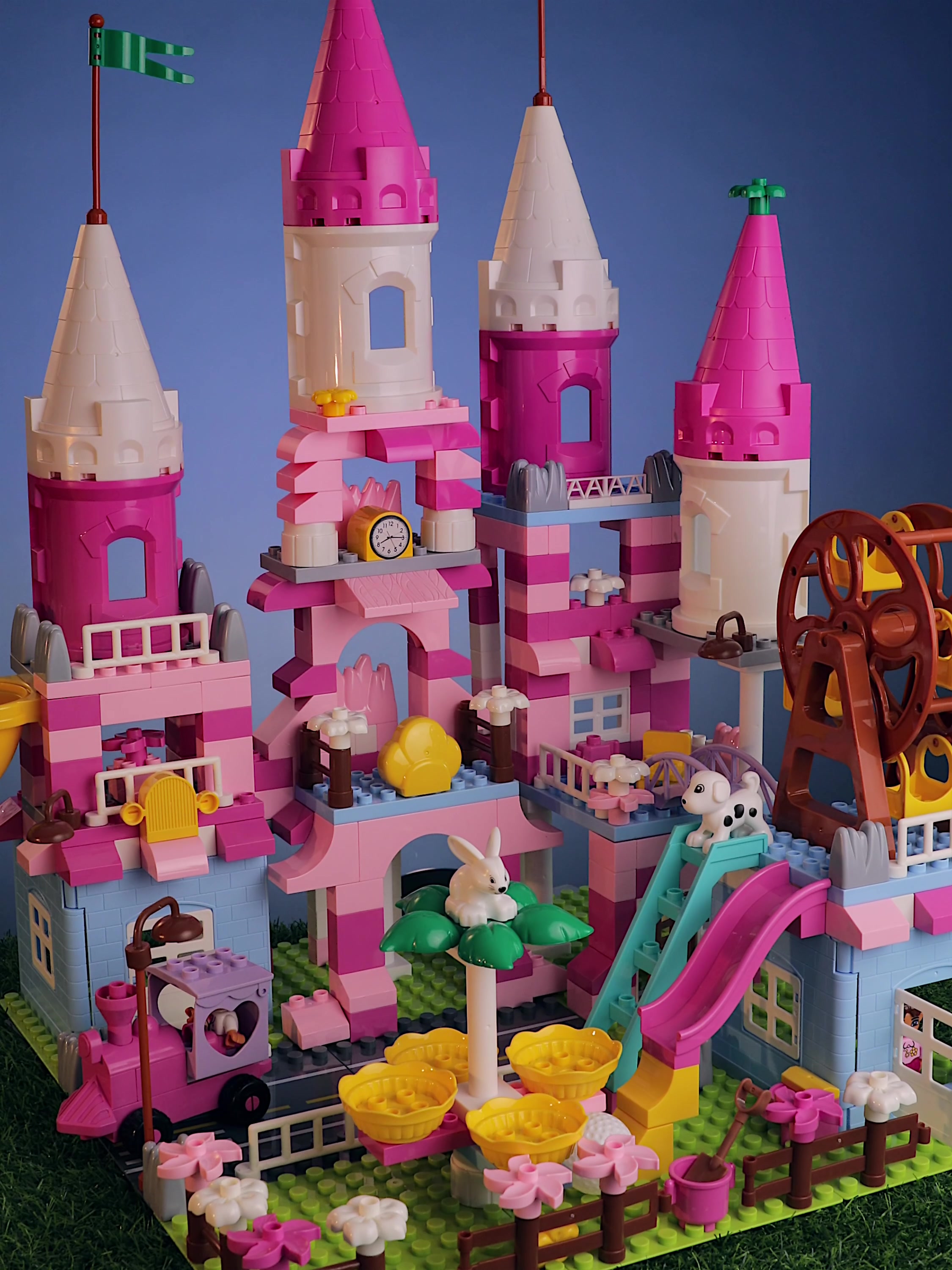 糖米儿童大颗粒立体拼装插积木玩具女孩36岁抖音同款公主系列城堡模型