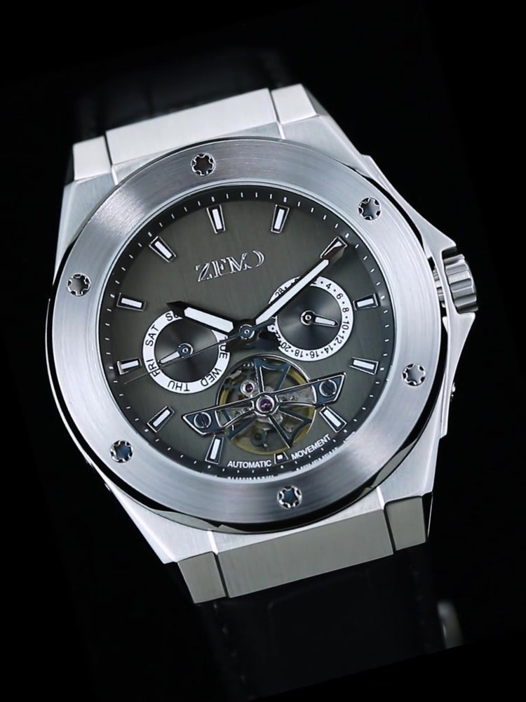 泽默(zemo)瑞士手表 墨客系列男士时尚全自动镂空机械表 防水背透陀