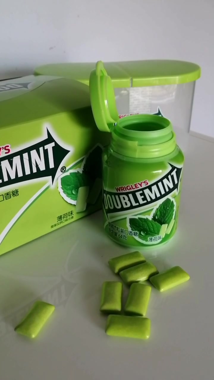 绿箭doublemint口香糖原味薄荷味约40粒64g单瓶装办公