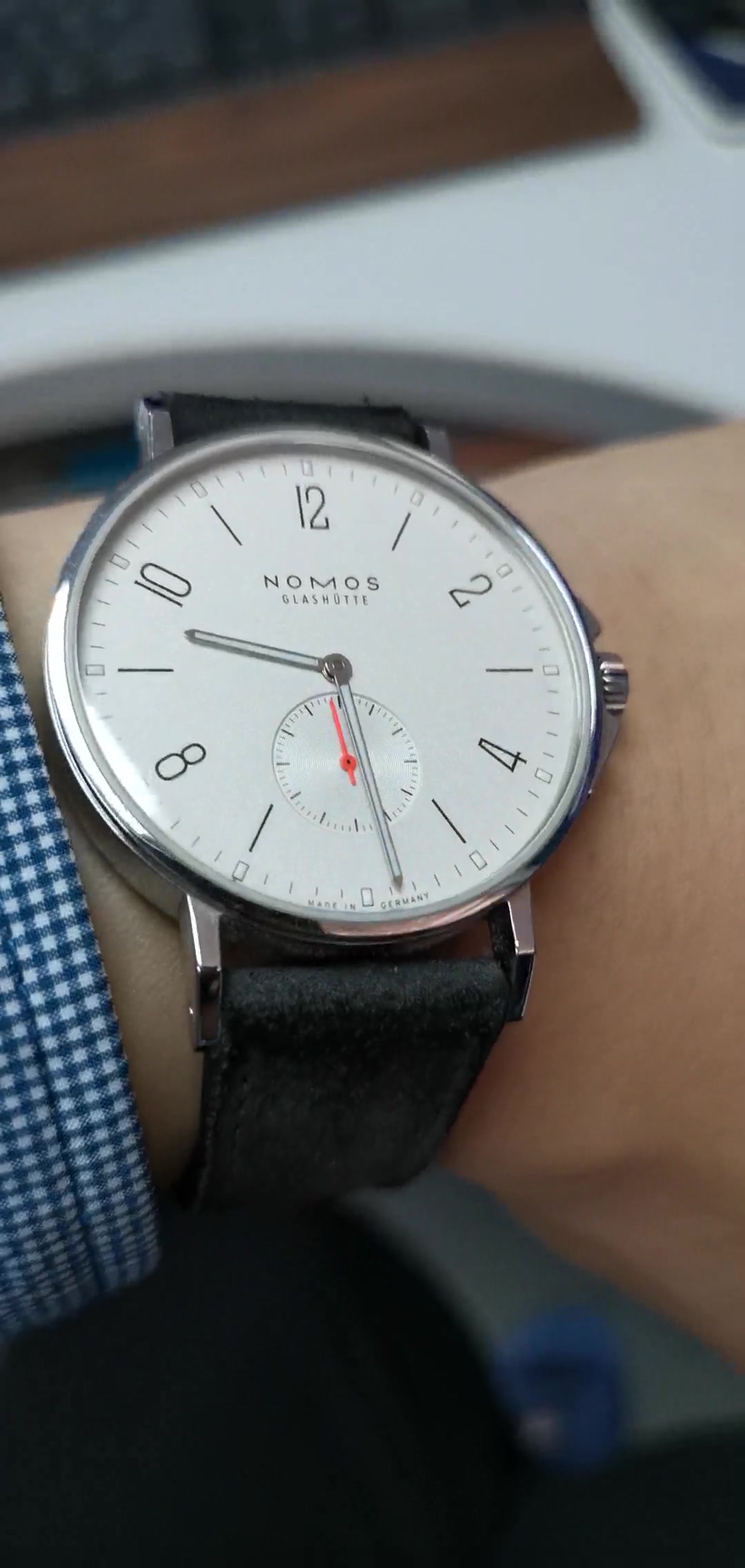 nomos表带 霍尔文科尔多瓦碳灰色绒面皮革原装表带 5892.