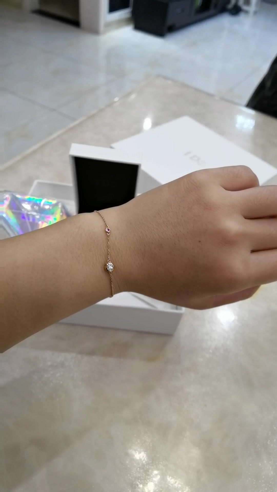 【现货】i do round系列18k金钻石手链单钻包镶红宝石点缀首饰ido手链