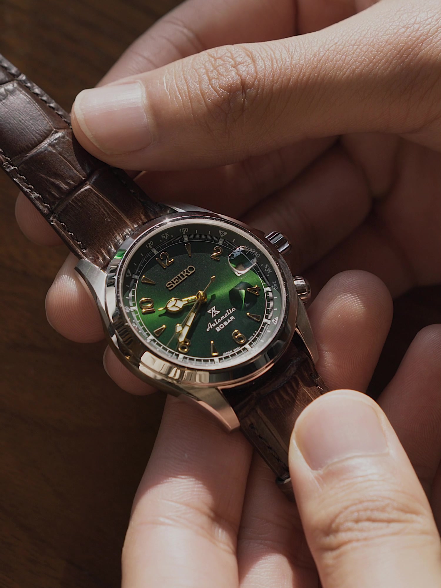精工seiko手表prospex200米防水6r35机芯复古绿皮带机械男表spb121j1
