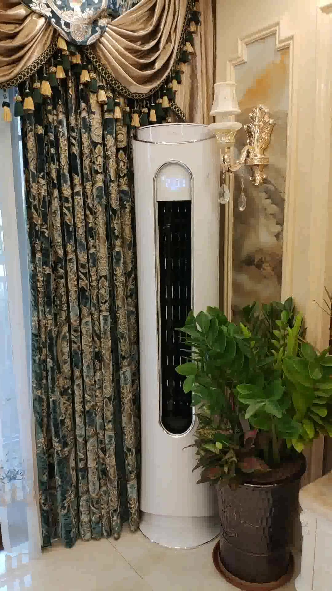 奥克斯aux2匹二级能效变频冷暖空调立式淑女智能圆柱空调柜机kfr51lw