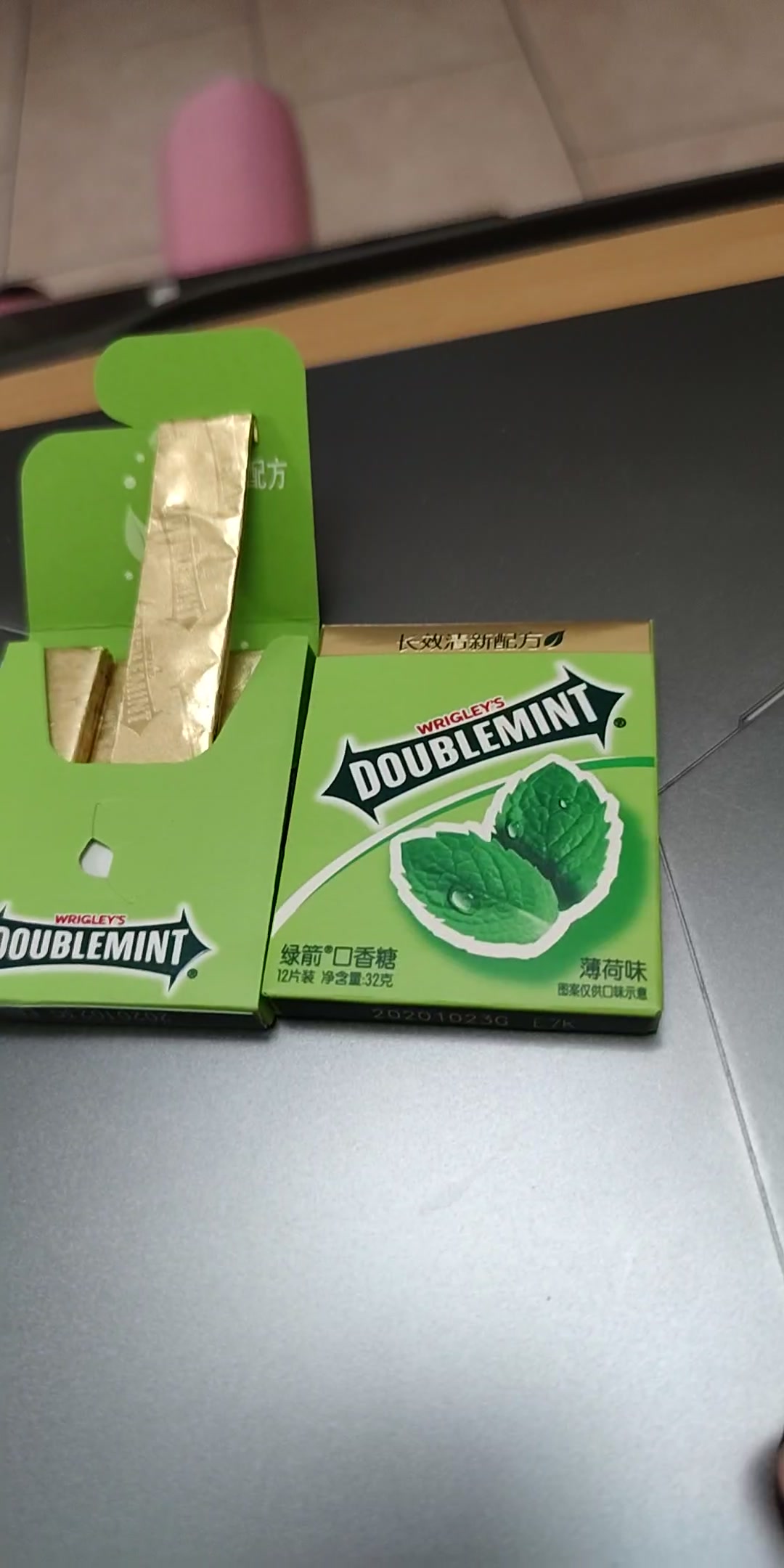 绿箭doublemint口香糖原味薄荷味约12片32g单盒装办公室休闲零食方便